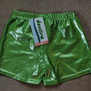 NWT Destira AXS Green shimmering gymnastics shorts